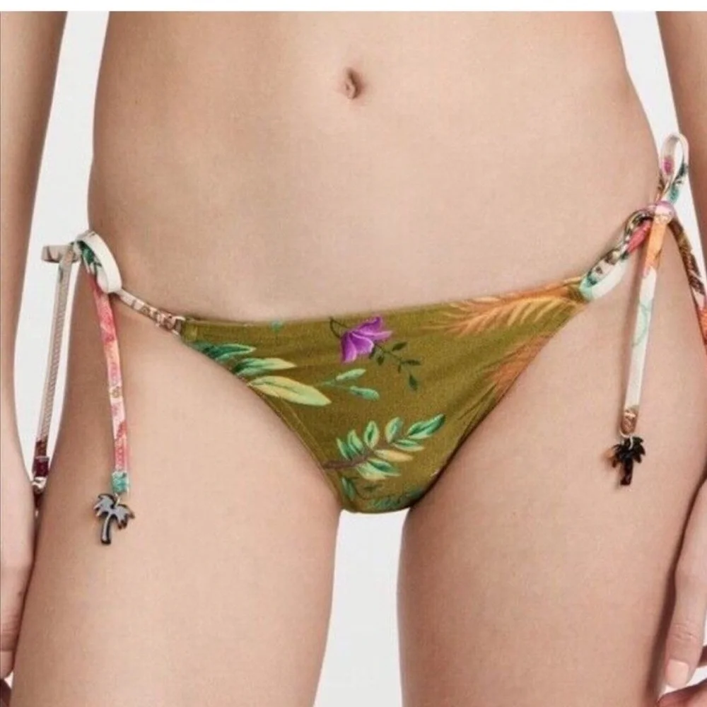 Zimmermann Bikini Bottom Tropicana Triangle Floral Palms Swimwear Sz 4